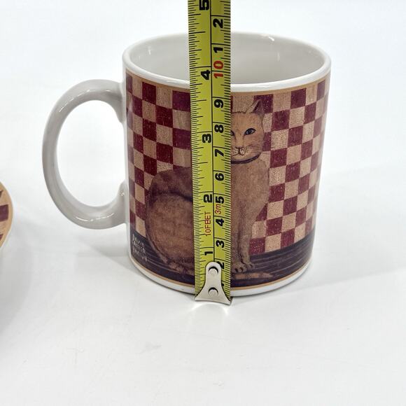VTG 2004 Country Kitties Set/2 Coffee Mug Dessert Plate Tabby Cat DC Brown Co. - Picture 9 of 10